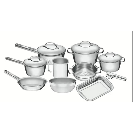 Jogo de Panelas Aço Inox Allegra 10 Peças Fundo Triplo Com Pegador de Massa