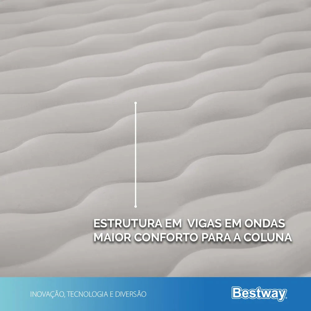Colchão Inflável Casal Queen Fortech Com Bomba Embutida BIVOLT + Bolsa Bestway